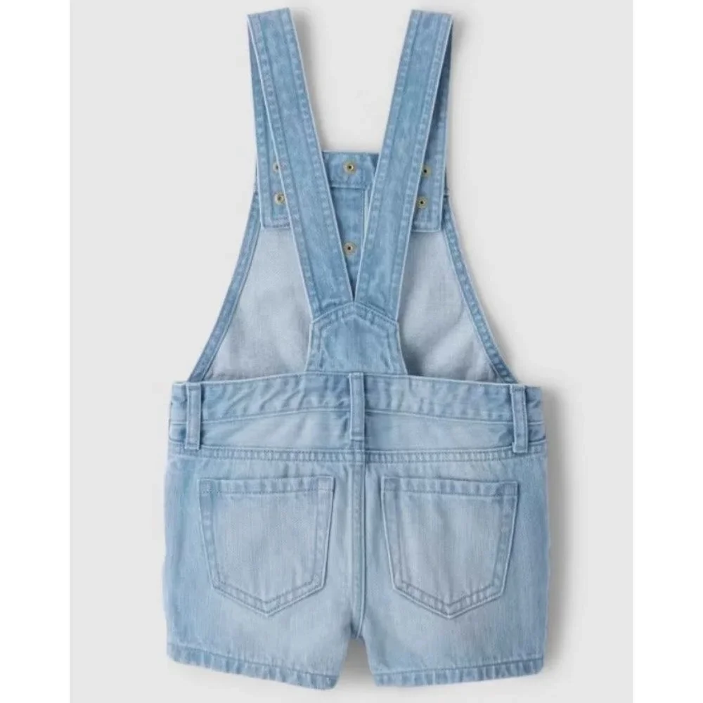 New The Children's Place Girls Button Front Denim Shortalls - Lily Wash - Size 1